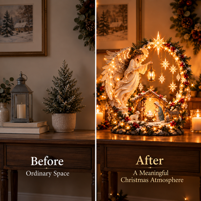 ✨ LAST DAY 49% OFF🔥 Light From Heaven Angel Nativity Christmas Centerpiece ✝️❄️