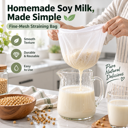 🥬Large 180-Mesh Vegetable & Soy Milk Straining Bag – Easy Squeeze & Reusable🍀