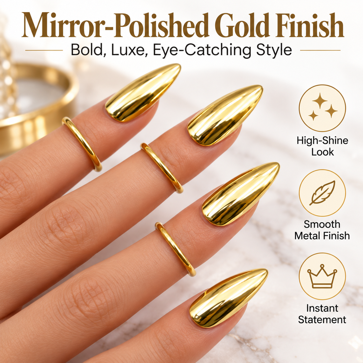 💍Metal Fingertip Nail Ring ✨Fashion Nail Jewelry Accessory🍀