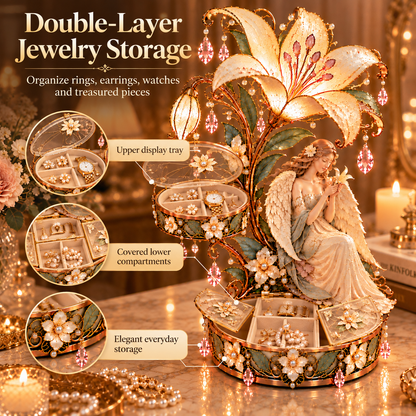 🌸 Angel Lily Treasure Lamp™ – Double-Layer Jewelry Storage with Warm Glow❄️