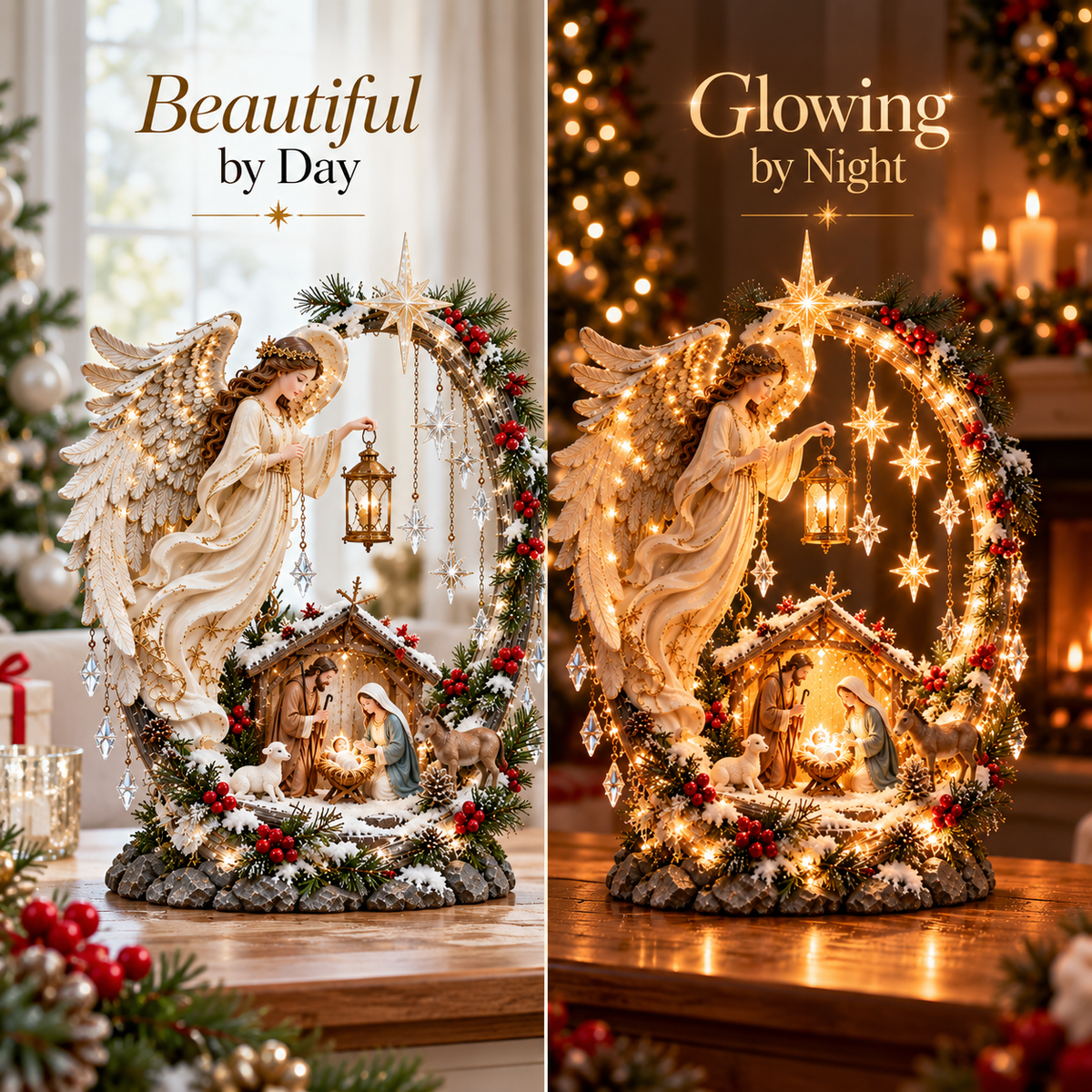 ✨ LAST DAY 49% OFF🔥 Light From Heaven Angel Nativity Christmas Centerpiece ✝️❄️