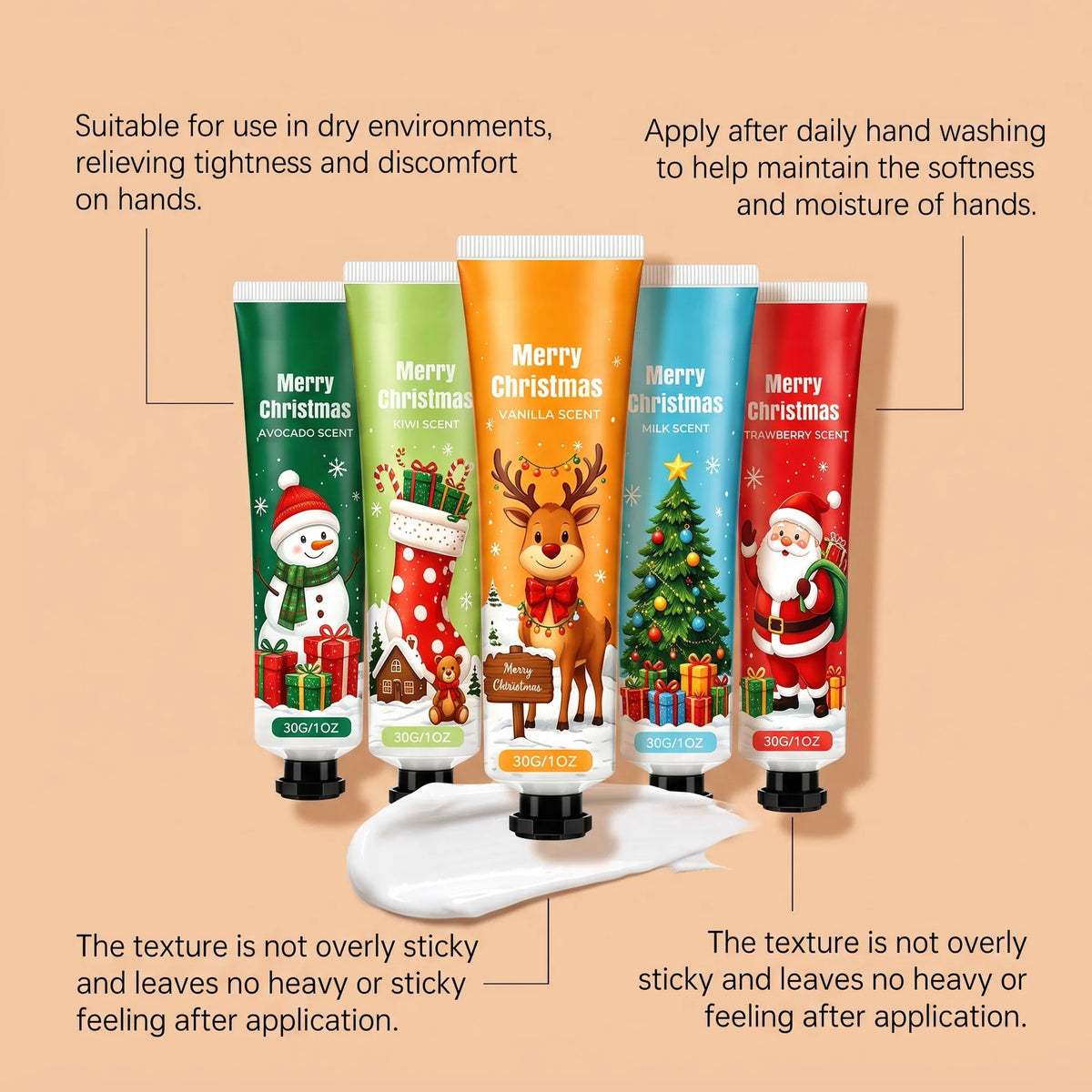 Christmas Hand Cream Gift Set Hand Cream for Women Scented Hand Lotion for Dry Cracked Hands Moisturizing Hand Care Cream Travel Size