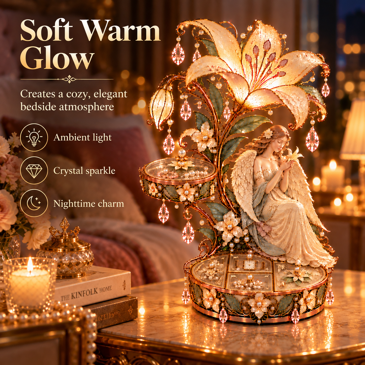 🌸 Angel Lily Treasure Lamp™ – Double-Layer Jewelry Storage with Warm Glow❄️
