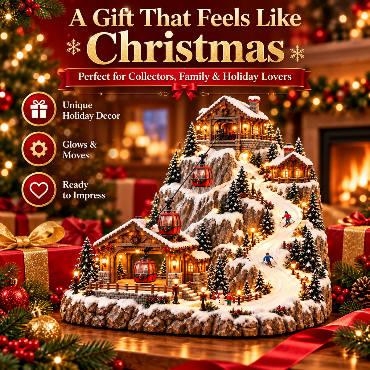 🎄🚡 Animated Christmas Ski Village with Moving Cable Cars ✨🍀