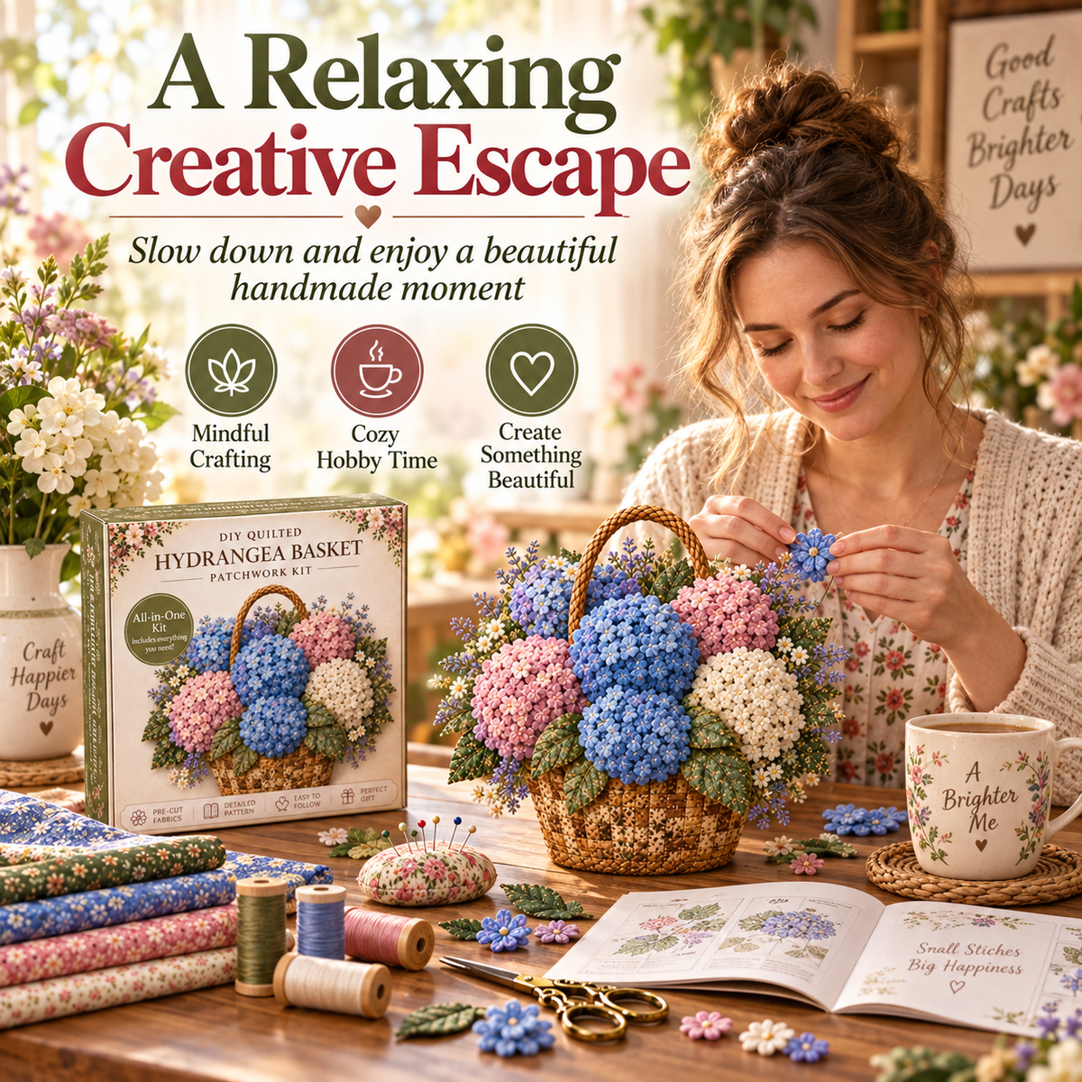 🌸Floral Basket Patchwork DIY Kit🍀
