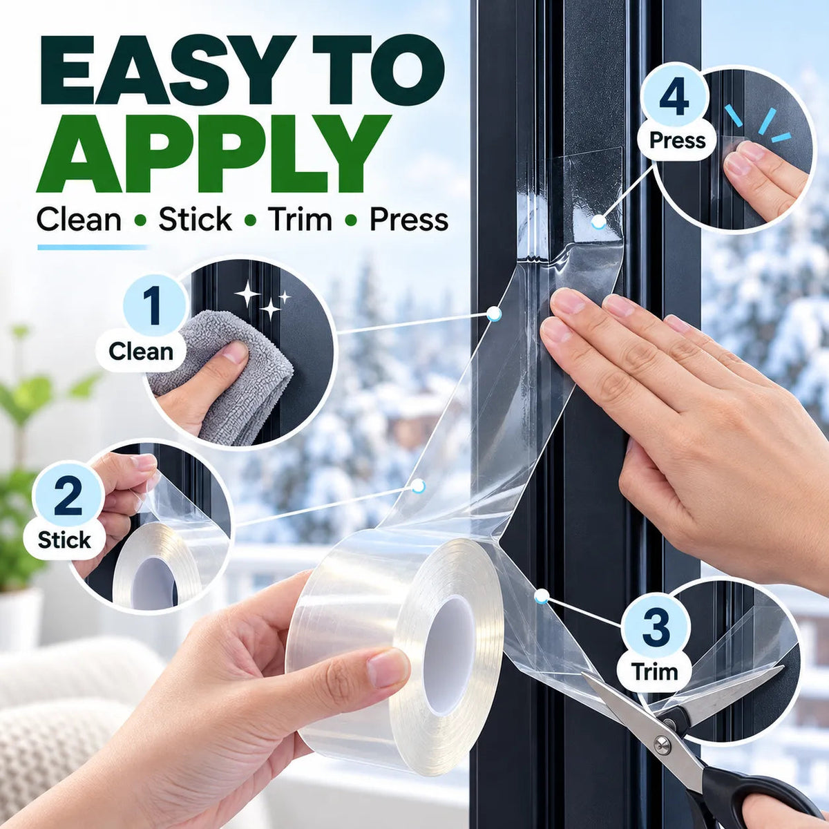 Clear Weather Sealing Tape – Waterproof Window & Door Gap Seal❄️