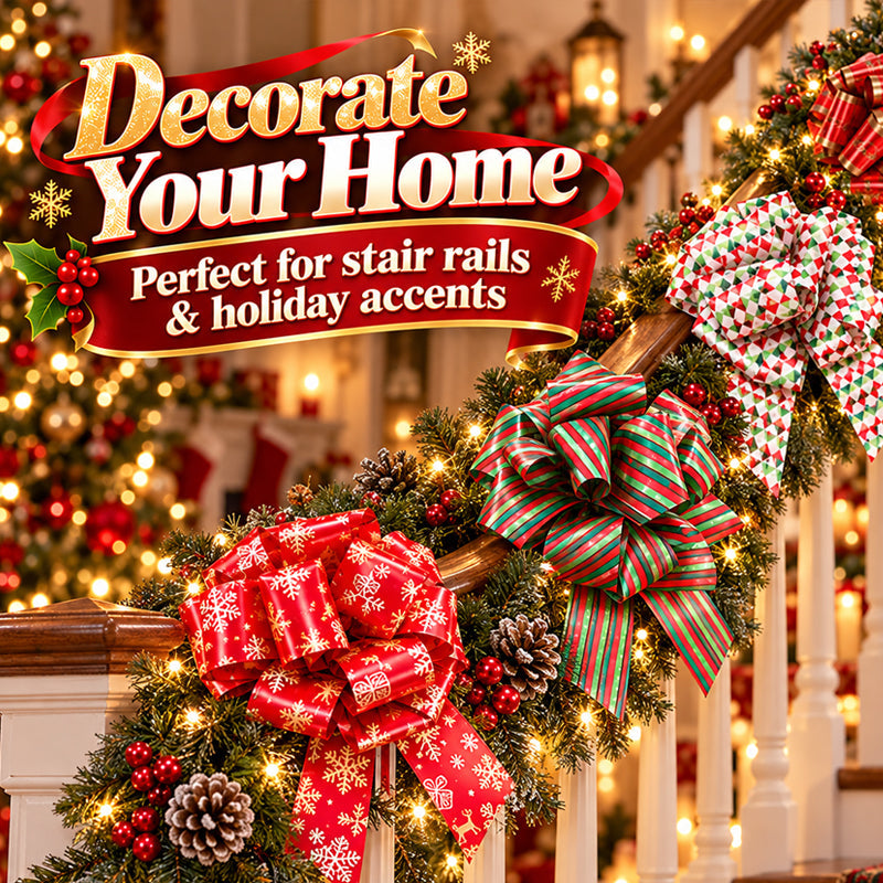 🎀Christmas Decorative Pull Bows--One Pull to a Full Bow, Festive Finishing Touch for Gifts🎁