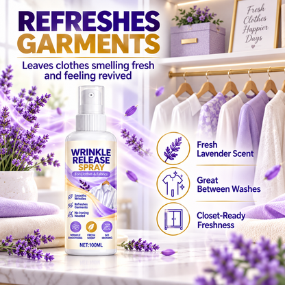 🔥 30% OFF | Wrinkle Release Spray 100ml – No Iron Needed! 👚✨🍀