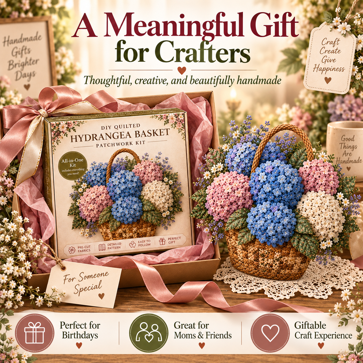 🌸Floral Basket Patchwork DIY Kit🍀