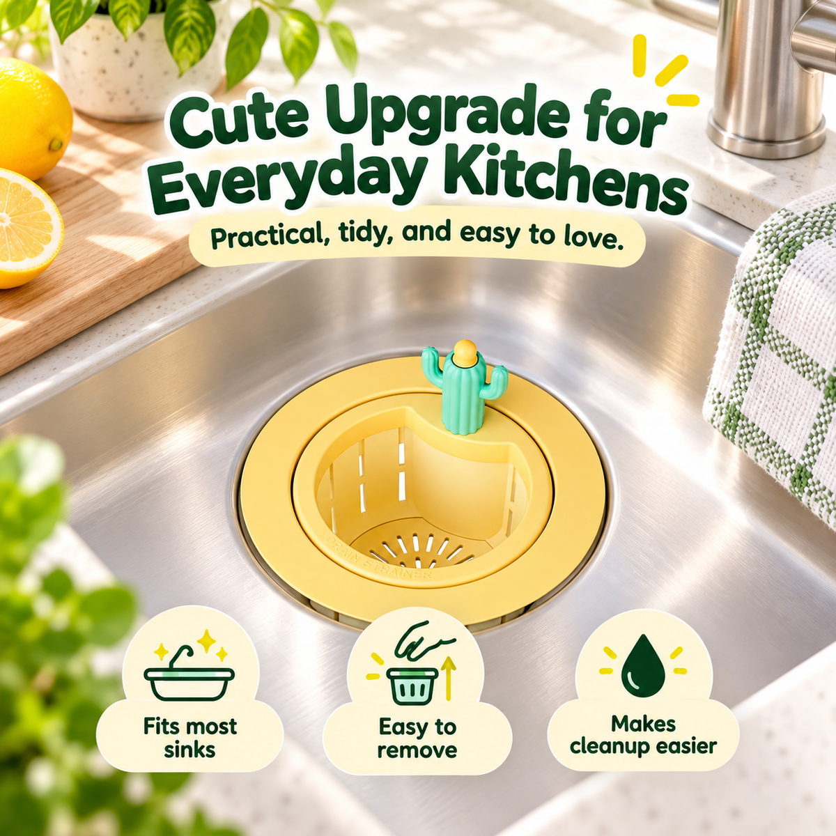 🌵 Cactus Sink Strainer Basket – Catch Food Scraps, Keep Drains Clear 💧🍀