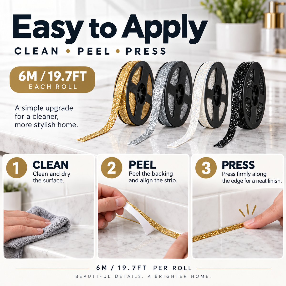 ⏳Time-Limited Special⏰Anti-mould adhesive tape for ceramic tiles (8mm*6m)🧱🍀