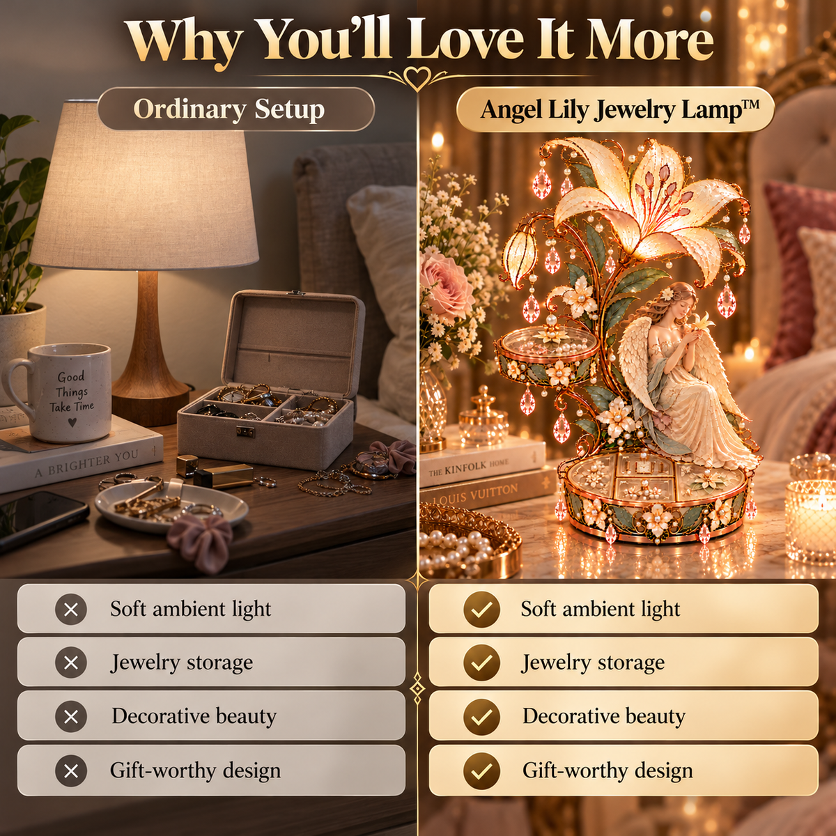🌸 Angel Lily Treasure Lamp™ – Double-Layer Jewelry Storage with Warm Glow❄️