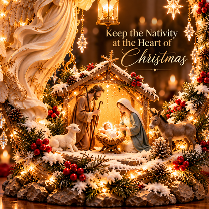 ✨ LAST DAY 49% OFF🔥 Light From Heaven Angel Nativity Christmas Centerpiece ✝️❄️