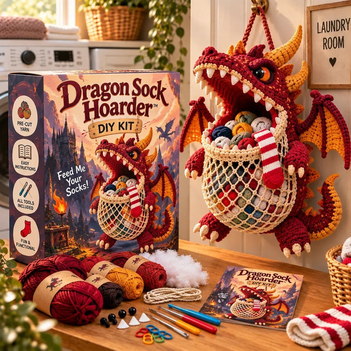 🔥Limited time 49% OFF🧦 DIY Crochet Animal Sock Holder Kit  🦈🐊