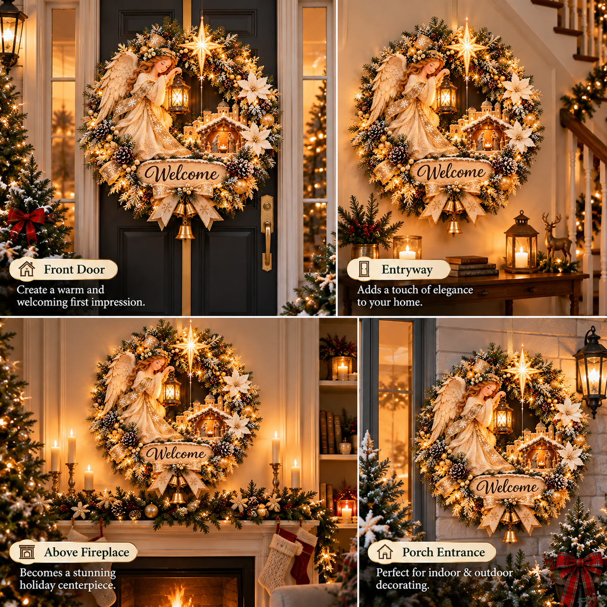 🔥 Last Day 50% Off 🔥✝️ Angel Bethlehem Welcome™ – Lighted Nativity Christmas Door Wreath