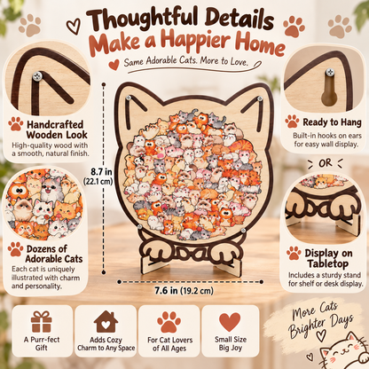 🎁135-Piece Morandi-Colored Cat Shaped Wooden Jigsaw Puzzle🍀