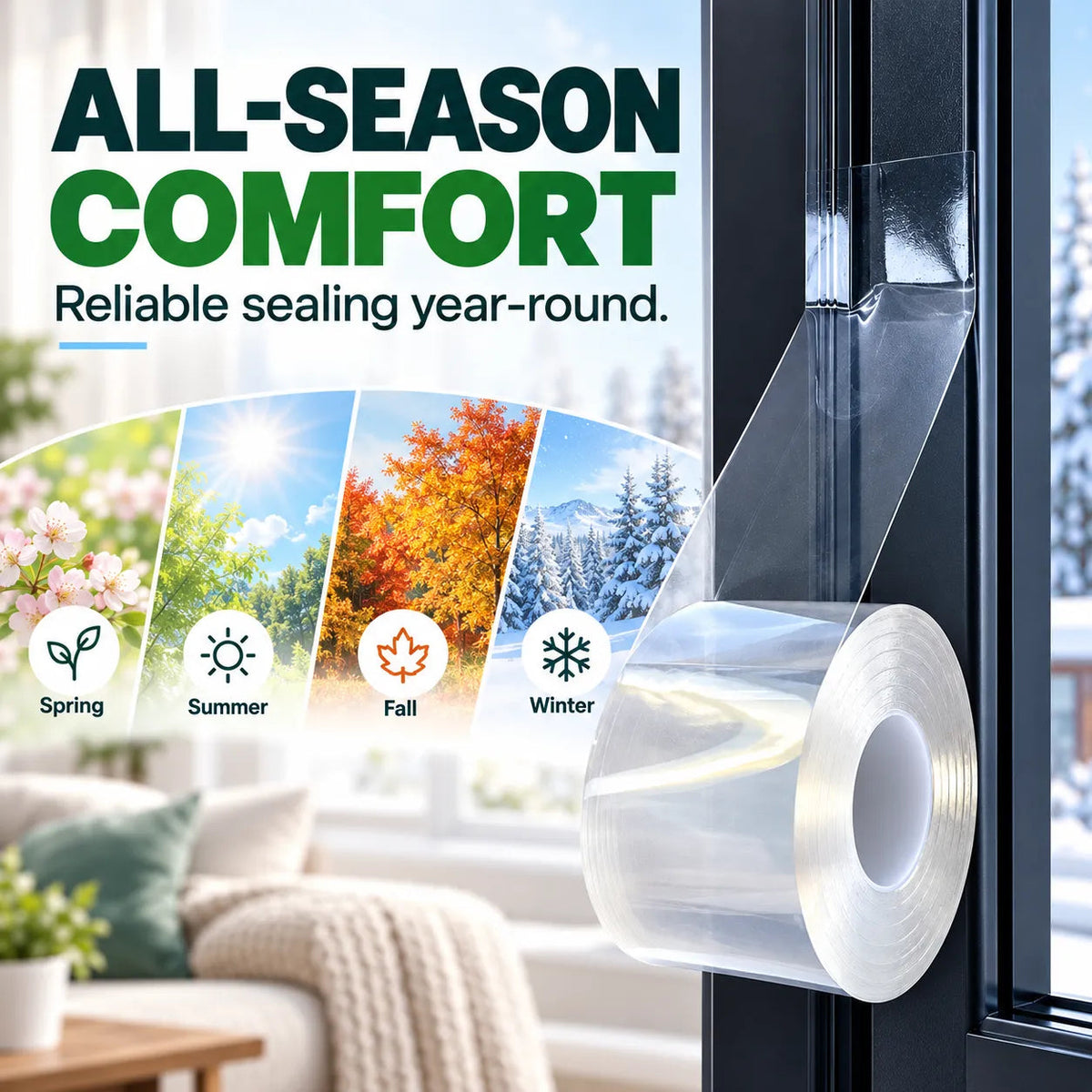 Clear Weather Sealing Tape – Waterproof Window & Door Gap Seal❄️