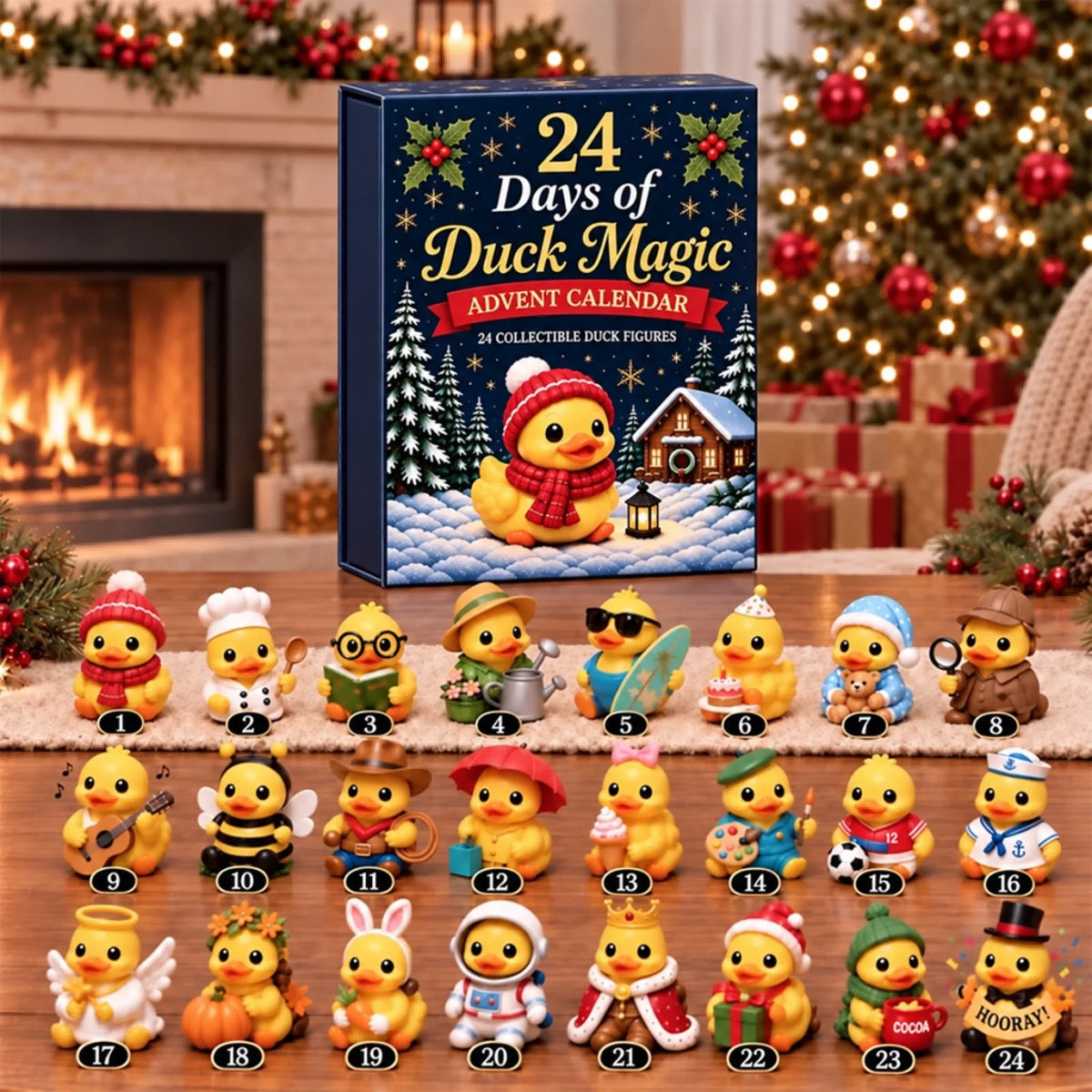 Full collection of 24 different Duck Magic figurine designs