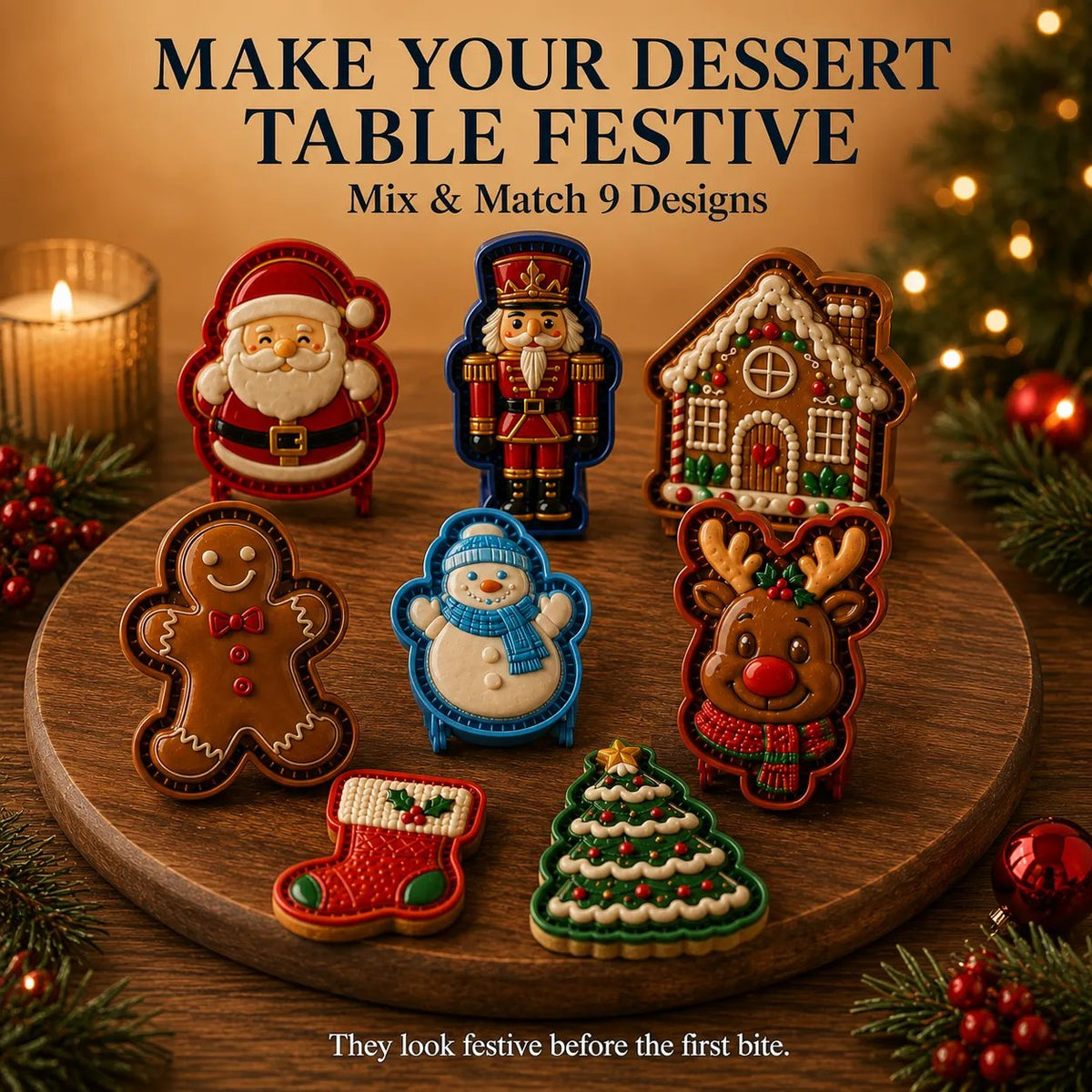 🎄Only $9.99 Last Day Promotion!🍪Christmas Baking Moulds – 9 Festive Designs 🎄