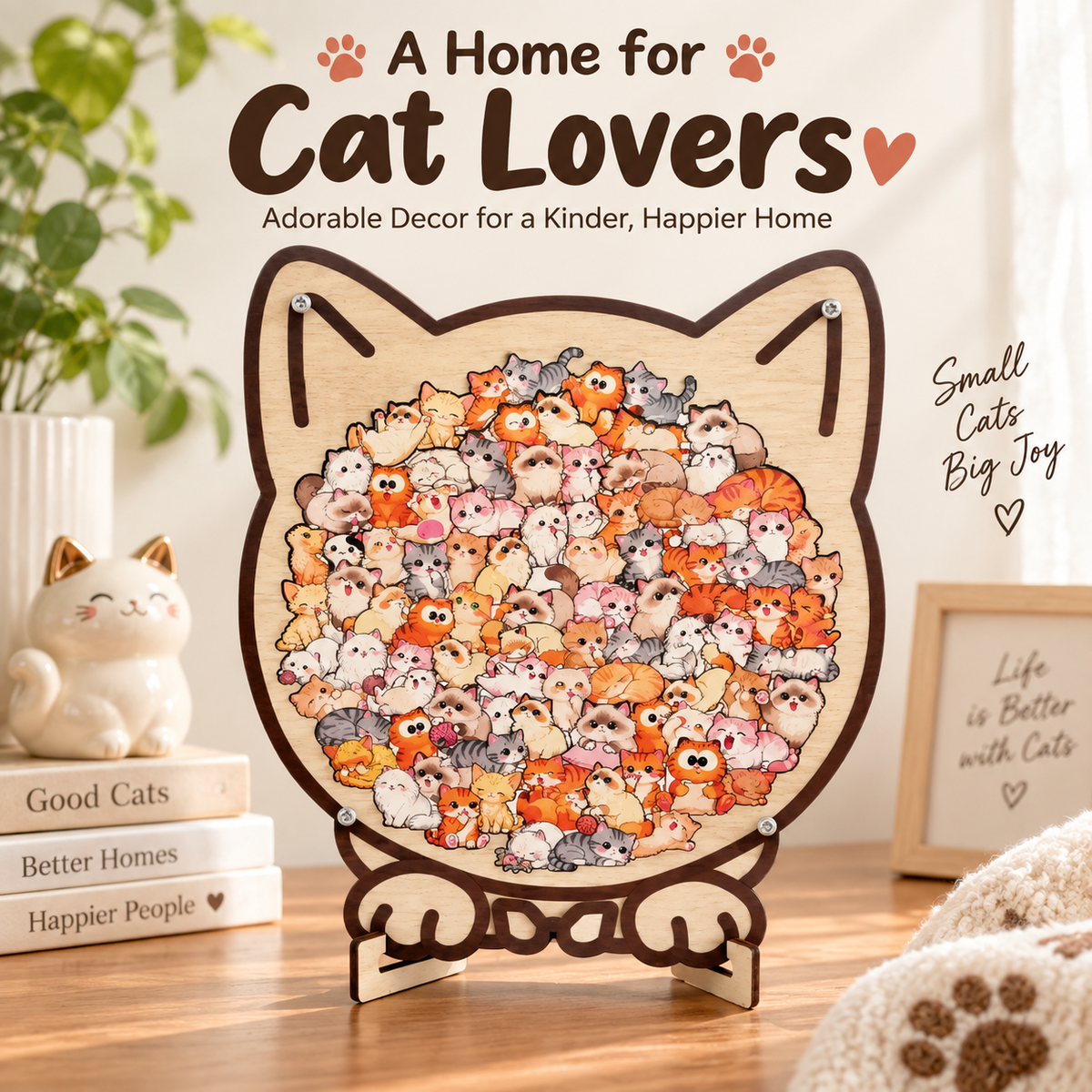 🎁135-Piece Morandi-Colored Cat Shaped Wooden Jigsaw Puzzle🍀