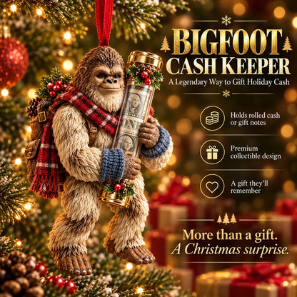 🎄👣 Bigfoot Cash Gift Ornament – 15 Holiday Styles