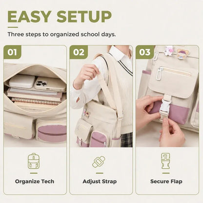 ✨ Everyday Convenience | Large-Capacity Multi-Pocket Canvas Tote Bag