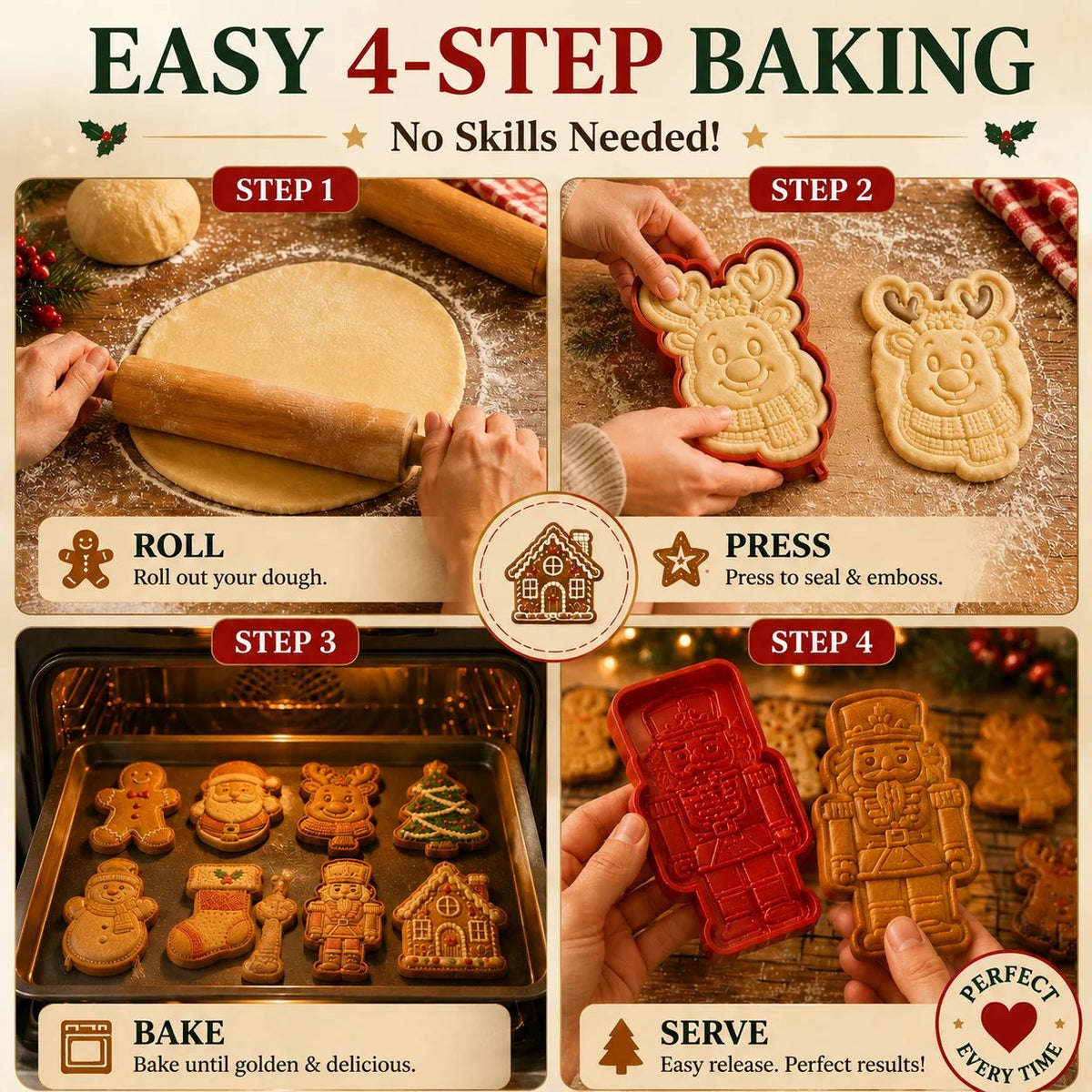 🎄Only $9.99 Last Day Promotion!🍪Christmas Baking Moulds – 9 Festive Designs 🎄