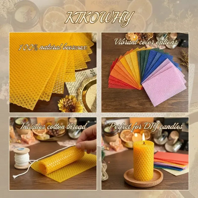 🌈DIY Beeswax Candle Making Kit (12-Piece Set) – Create Your Own Cozy Glow!✂️