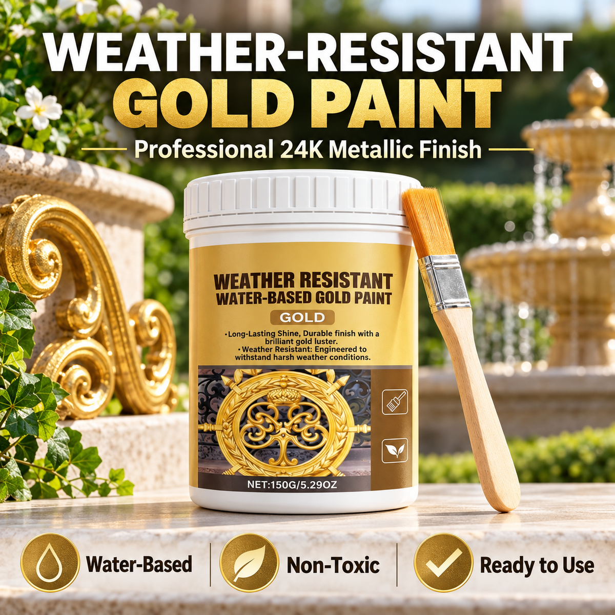 💥HOT SALE🔥Water-Based Weather-Resistant Gold Paint🍀
