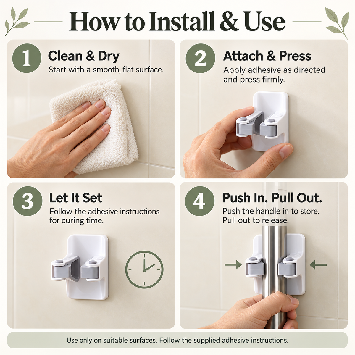 ✨Wall-Mounted Broom & Mop Holder – Easy-Grip, Space-Saving Organizer❄️