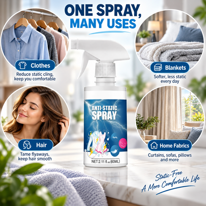 ANTI-STATIC SPRAY – CLOTHES, SWEATERS, DOWN JACKETS, BLANKETS & HAIR STATIC CONTROL SPRAY