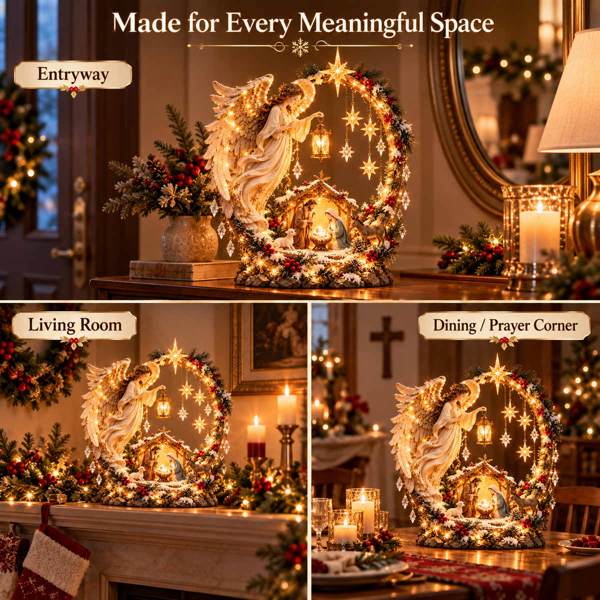 ✨ LAST DAY 49% OFF🔥 Light From Heaven Angel Nativity Christmas Centerpiece ✝️❄️