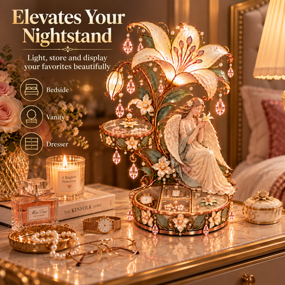 🌸 Angel Lily Treasure Lamp™ – Double-Layer Jewelry Storage with Warm Glow❄️
