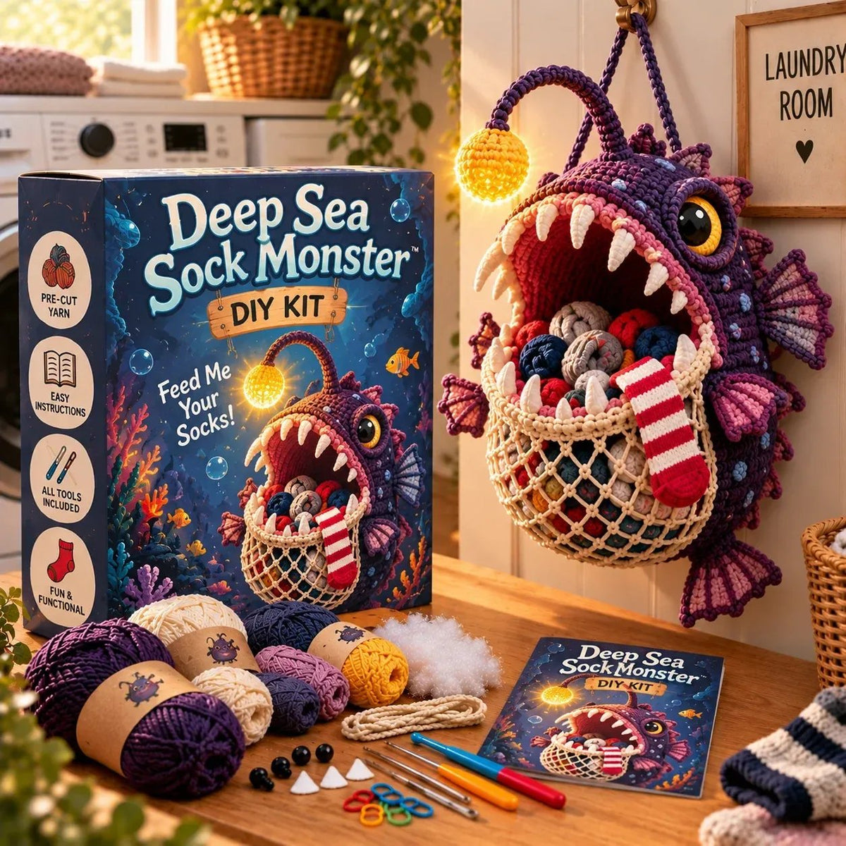 🔥Limited time 49% OFF🧦 DIY Crochet Animal Sock Holder Kit  🦈🐊