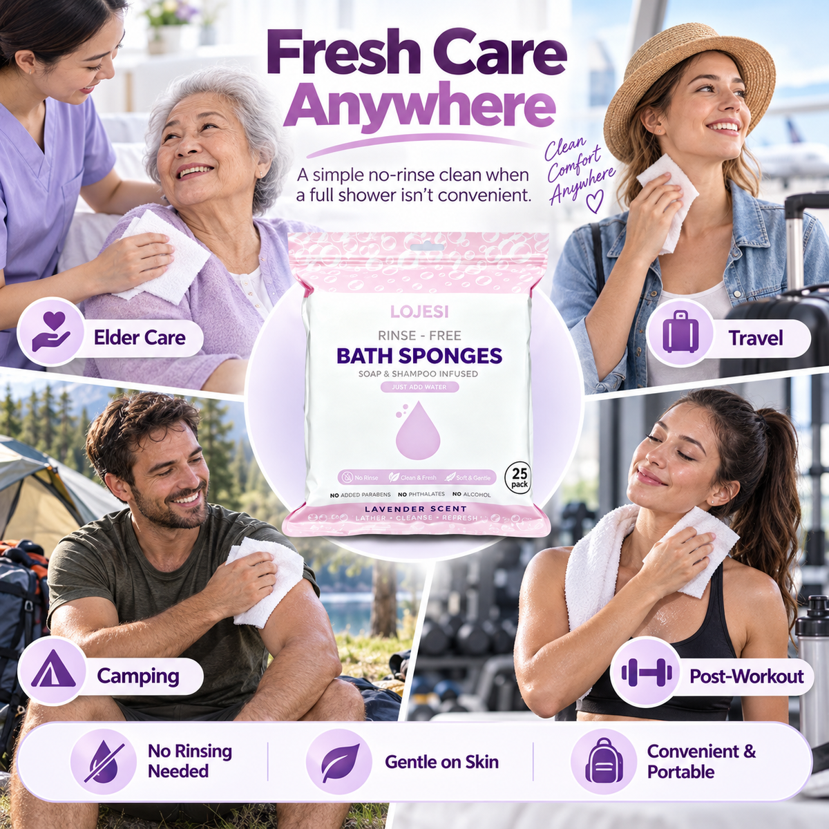 🏆Flash Sale🌈Disposable Rinse-Free Bathing Wipes🧼🍀
