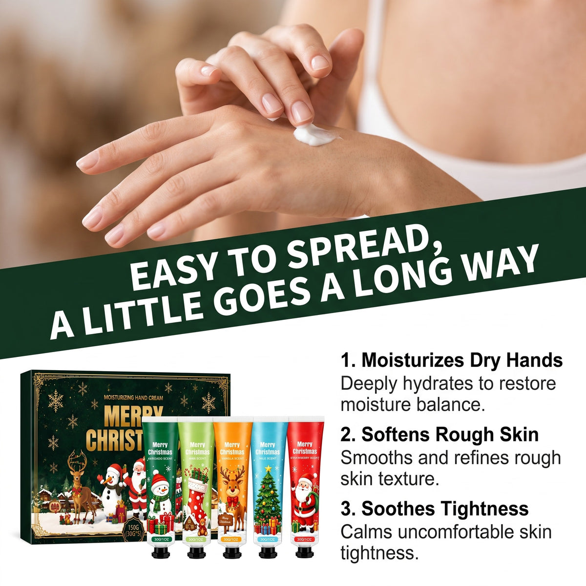 🎄 50% OFF – Merry Christmas Hand Cream Gift Set™ | 5 Festive Scents 🎁