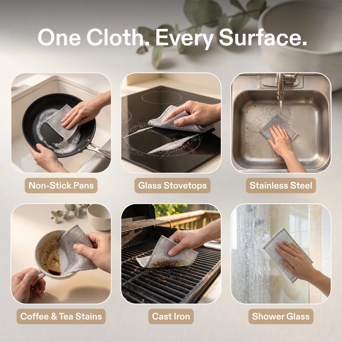 Solara LuxScrub cleaning multiple kitchen and household surfaces