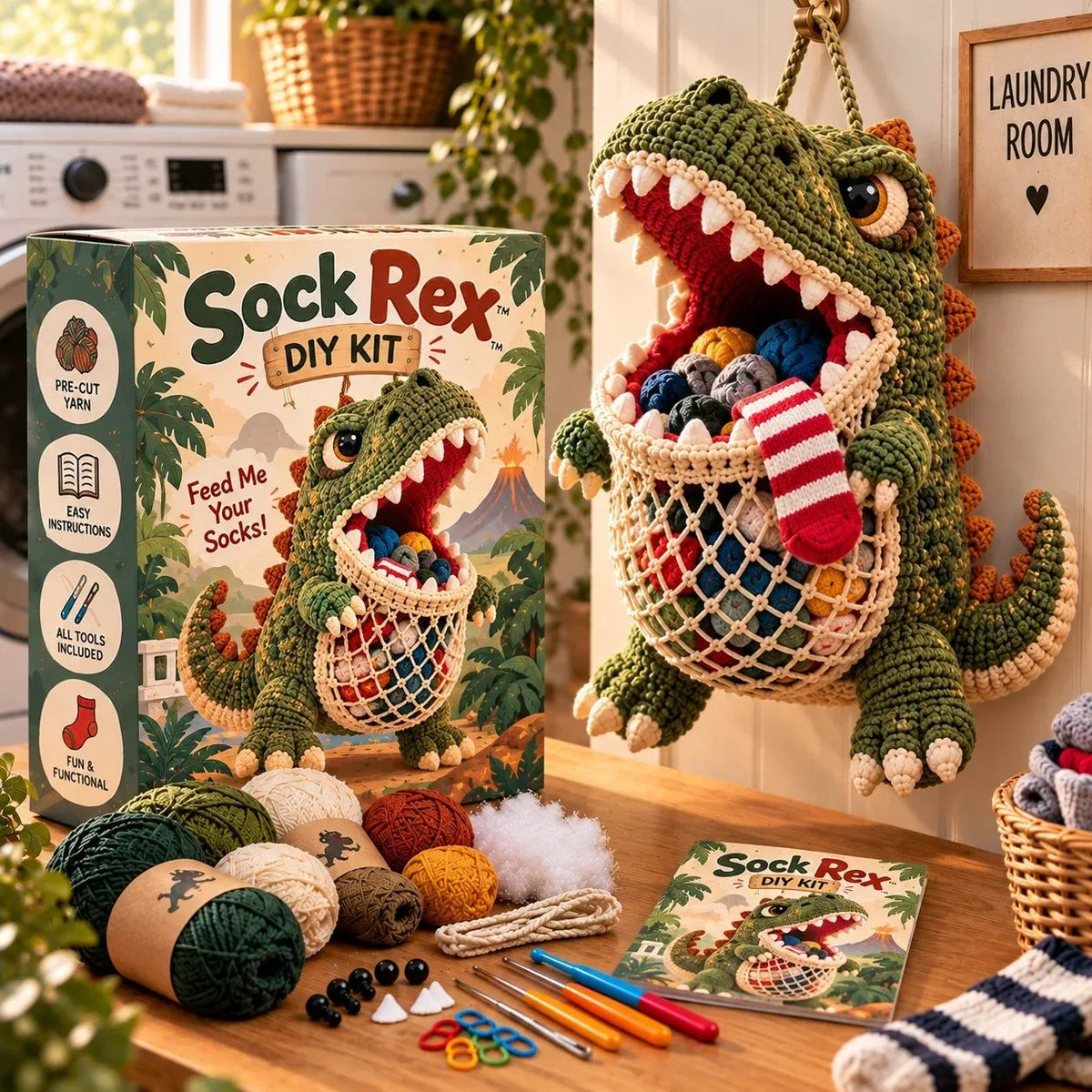 🔥Limited time 49% OFF🧦 DIY Crochet Animal Sock Holder Kit  🦈🐊