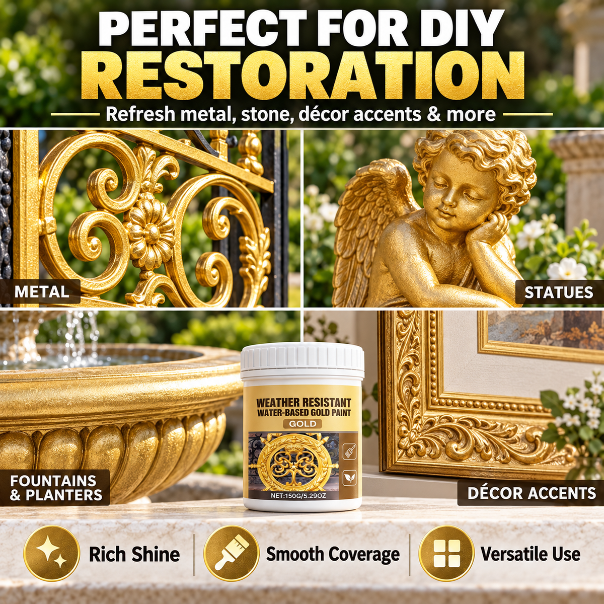 💥HOT SALE🔥Water-Based Weather-Resistant Gold Paint🍀
