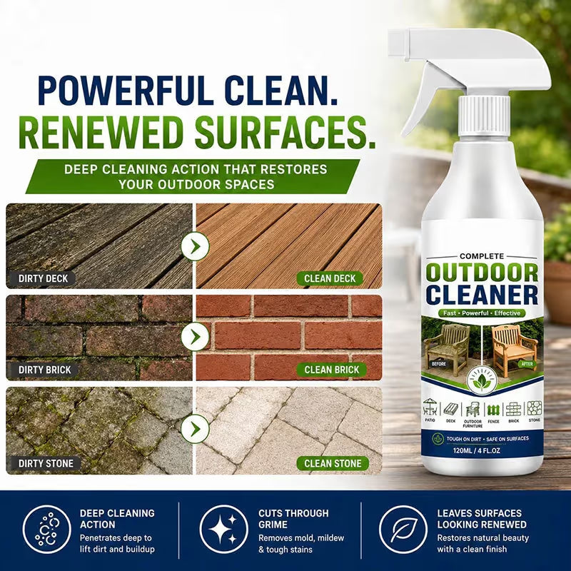 🌿💦 Outdoor Surface Cleaner Spray – Remove Grime & Refresh Patios, Decks & Walkways!🍀