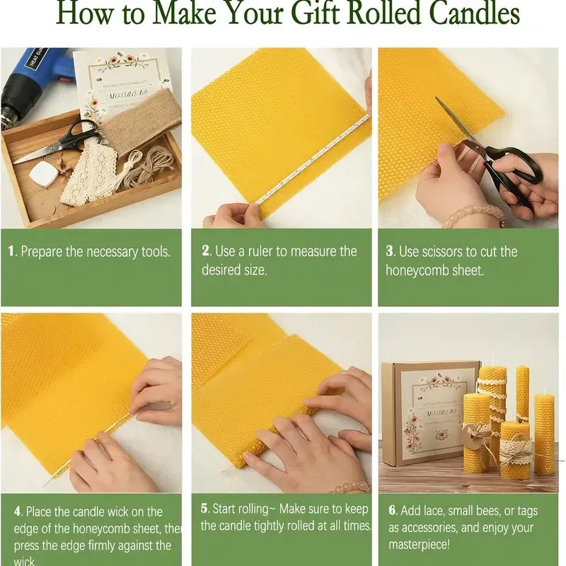 🌈DIY Beeswax Candle Making Kit (12-Piece Set) – Create Your Own Cozy Glow!✂️
