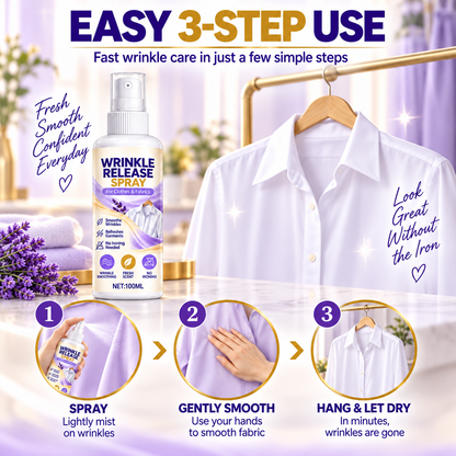 🔥 30% OFF | Wrinkle Release Spray 100ml – No Iron Needed! 👚✨🍀