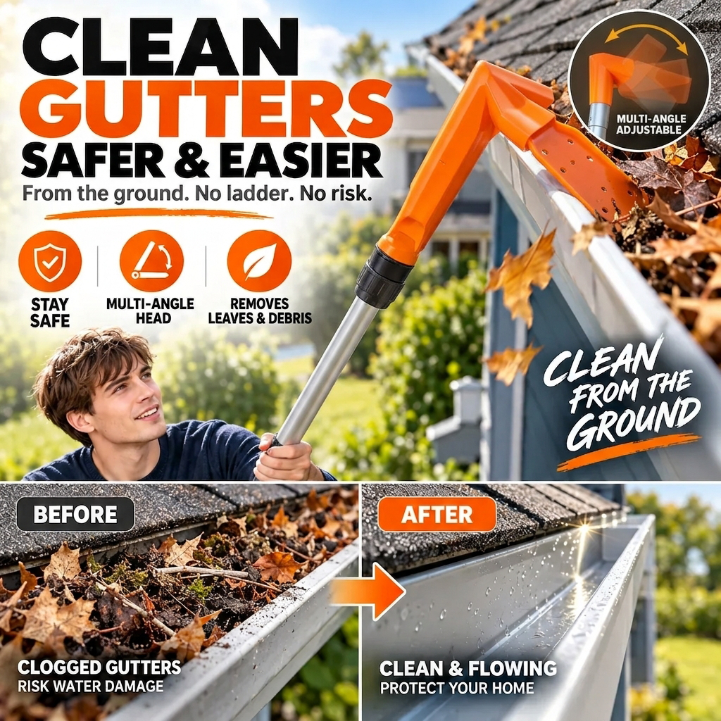 🔧 LIMITED‑TIME 50% OFF! ✨ No-Climb Gutter Cleaning Tool