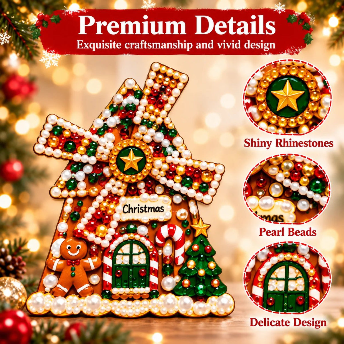 Plymagic DIY Pearl Art - Christmas Windmill Refrigerator Magnet