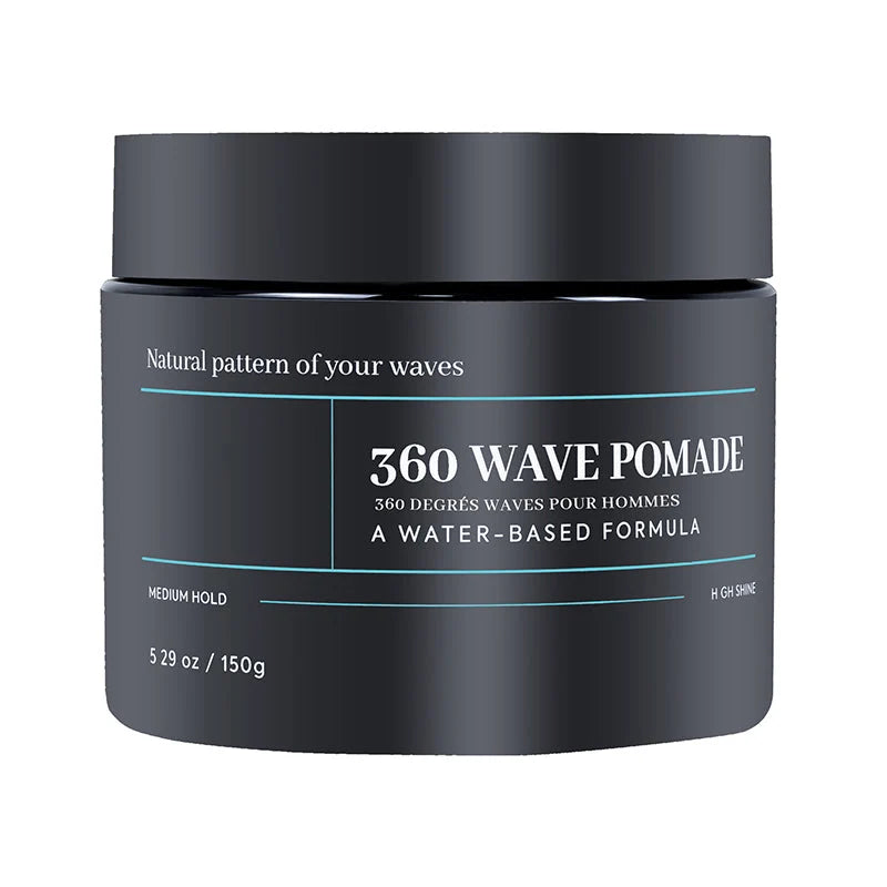 360 Wave Pomade 150g black jar product front view