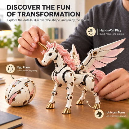✨ 2-in-1 Transforming Mechanical Unicorn Egg🦄 – Winged Fantasy Figure