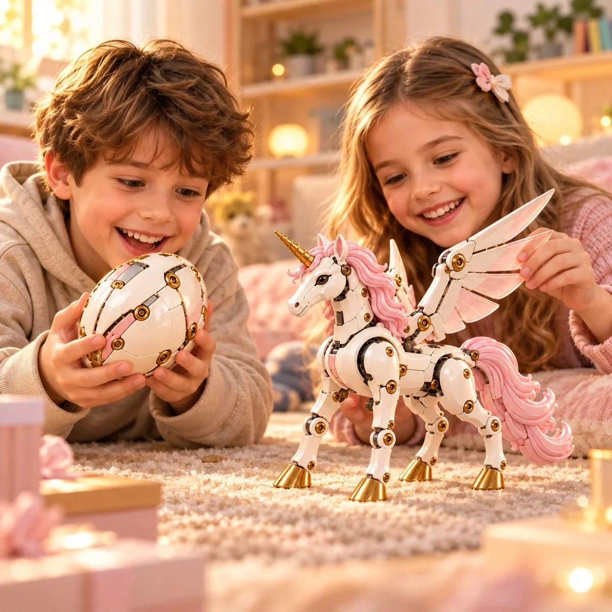 ✨ 2-in-1 Transforming Mechanical Unicorn Egg🦄 – Winged Fantasy Figure