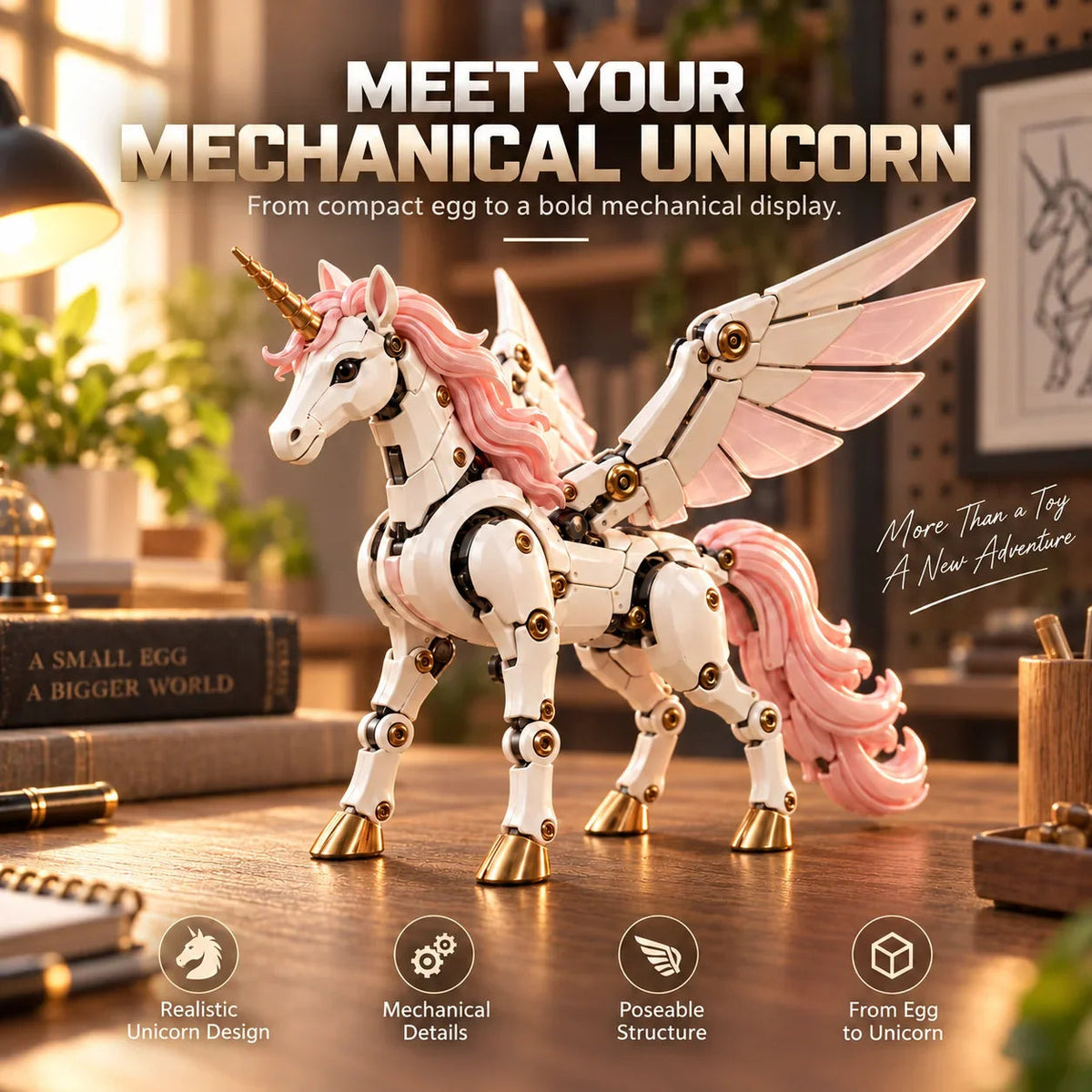 ✨ 2-in-1 Transforming Mechanical Unicorn Egg🦄 – Winged Fantasy Figure