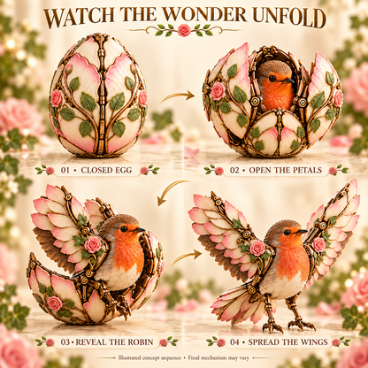 🌹🐦 Rosewing Robin – 2-in-1 Rose Egg to Mechanical Bird Transforming Figure