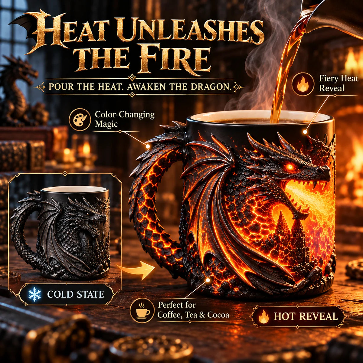 🔥 Last Day 50% OFF 🐉 Dragonfire Heat-Reveal Magic Mug 🔥